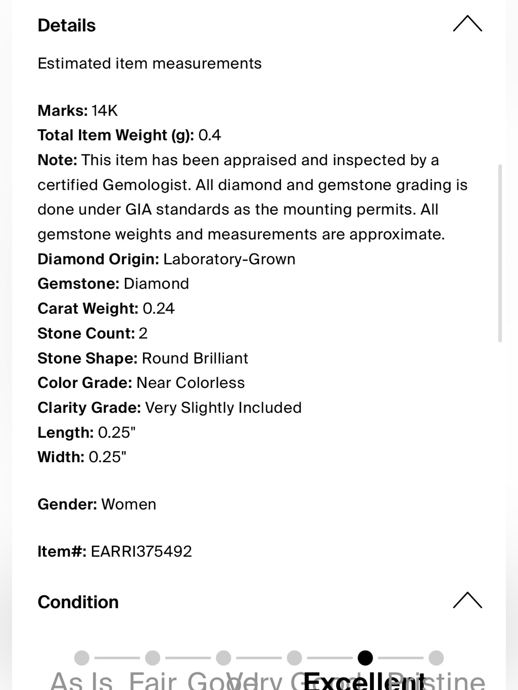 Genuine 14k Yellow Gold, .25 Carat, Lab-Grown Diamond Earrings. Nwot. — image 3 of 8